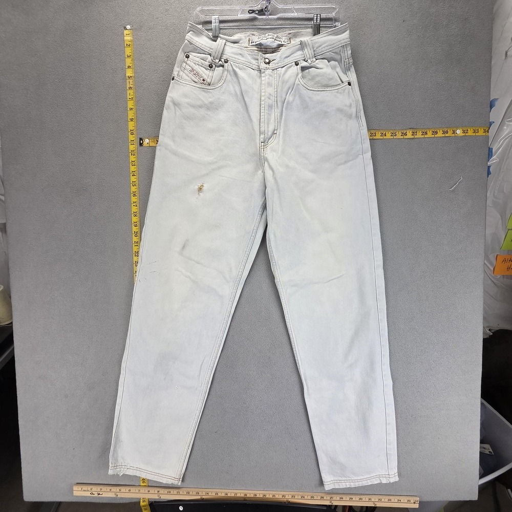 Vintage Diesel Jeans Mens White Relaxed Tapered Denim Zip Fly Fits 29x32